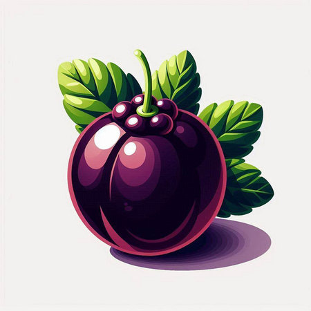 black currant with green leaves on a white background. vector illustrationのイラスト素材