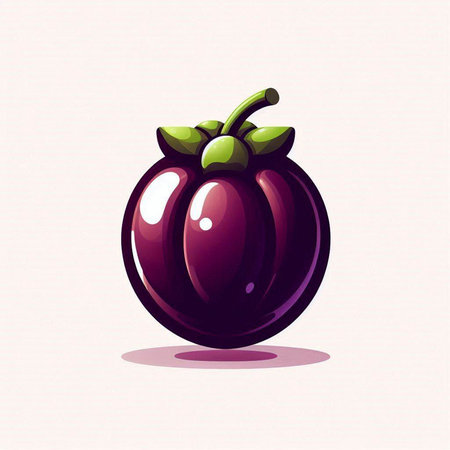 Mangosteen fruit. Vector illustration of a mangosteen.のイラスト素材