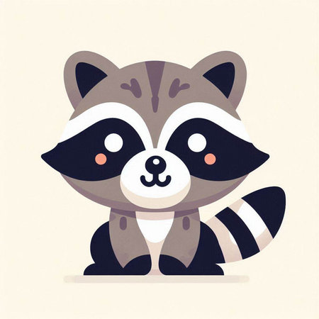Cute cartoon raccoon. Vector illustration of a raccoon.のイラスト素材