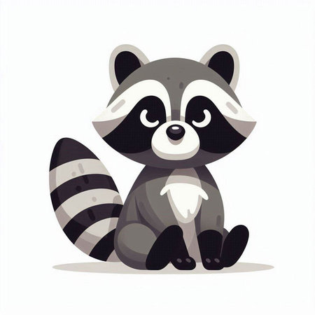 Cute cartoon raccoon. Vector illustration of a cute raccoon.のイラスト素材