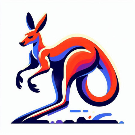 Kangaroo in the style of Chinese painting on a white backgroundのイラスト素材