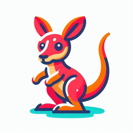 Kangaroo icon. Cute cartoon kangaroo. Vector illustrationのイラスト素材