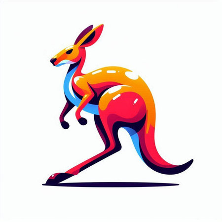 Kangaroo, vector illustration, isolated on a white background.のイラスト素材