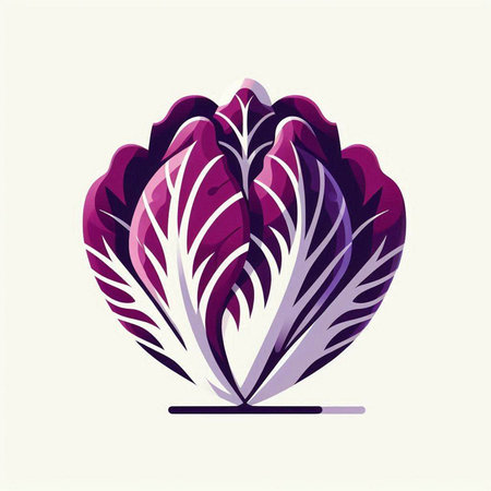 Purple chinese cabbage vector illustration. Healthy vegetarian food icon.のイラスト素材