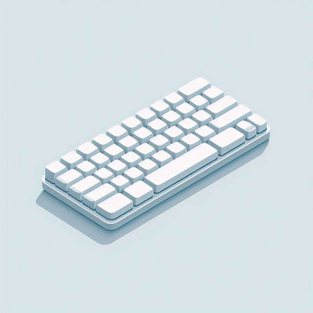 keyboard on a light blue background, 3d illustration, computerのイラスト素材