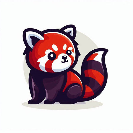 Cute red panda cartoon vector illustration isolated on white background.のイラスト素材