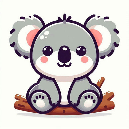 Cute koala sitting on the log. Vector illustration in cartoon style.のイラスト素材