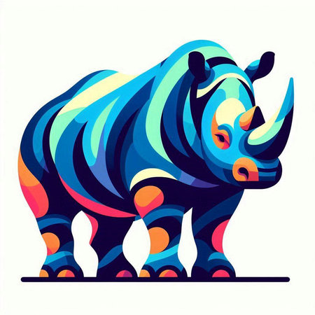 rhinoceros vector illustration. isolated on a white background.のイラスト素材
