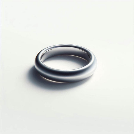 Silver ring on a white background. 3d rendering. Computer digital drawing.のイラスト素材