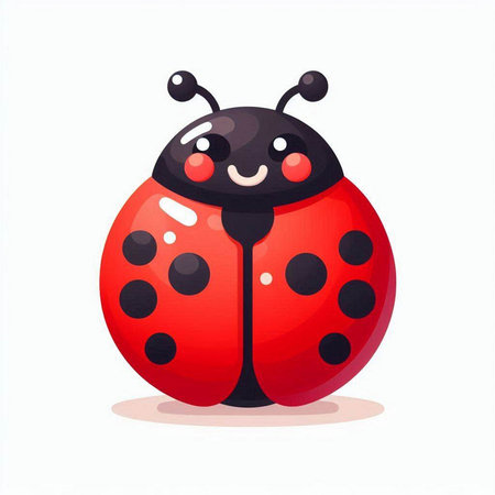Cute cartoon ladybug. Vector illustration isolated on white background.のイラスト素材