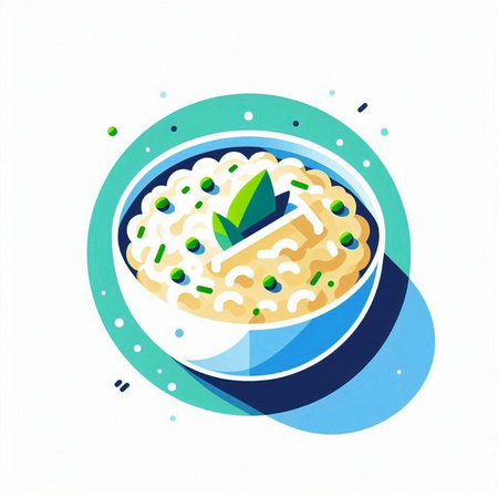 Milk porridge in bowl on white background, vector illustration.のイラスト素材