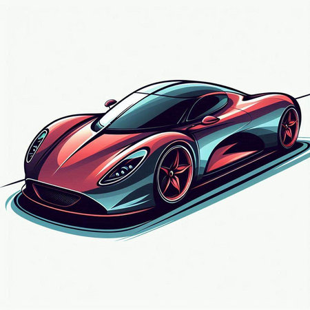 Sketch of a sport car on white background. Vector illustration.のイラスト素材