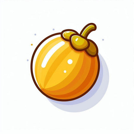 Mangosteen fruit icon on white background. Vector illustration.のイラスト素材