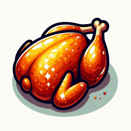 Illustration of roasted turkey on a white background. Vector illustration.のイラスト素材