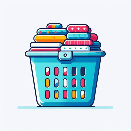 Shopping basket with clothes. Vector illustration in doodle styleのイラスト素材