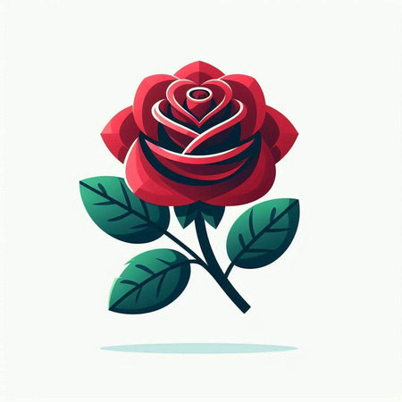 Red rose icon isolated on white background. Vector illustration in flat style.のイラスト素材