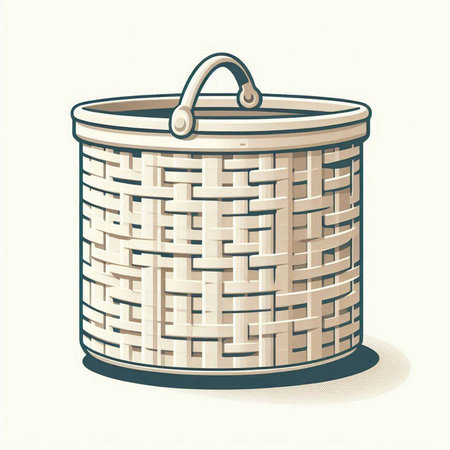 Wicker basket on a white background. Vector illustration in retro style.のイラスト素材