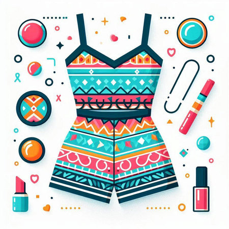Vector illustration of women's clothing and accessories. Fashionable clothes and accessories.のイラスト素材