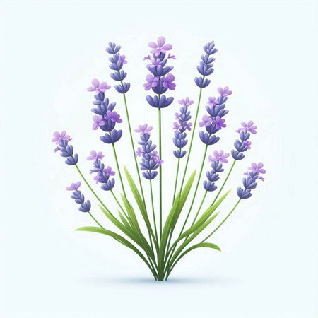 Lavender flower bouquet isolated on white background. Vector illustration.のイラスト素材