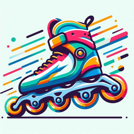 Roller skates vector illustration, isolated on the white background.のイラスト素材