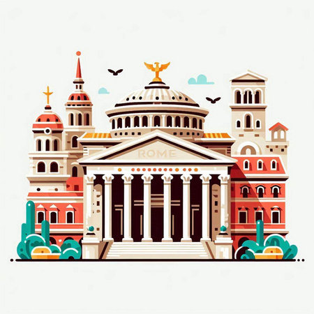 Flat design illustration of the famous St. Isaac's Cathedral in St. Petersburg.のイラスト素材
