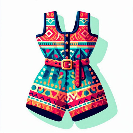 Women's dress with a pattern on a white background. Vector illustrationのイラスト素材