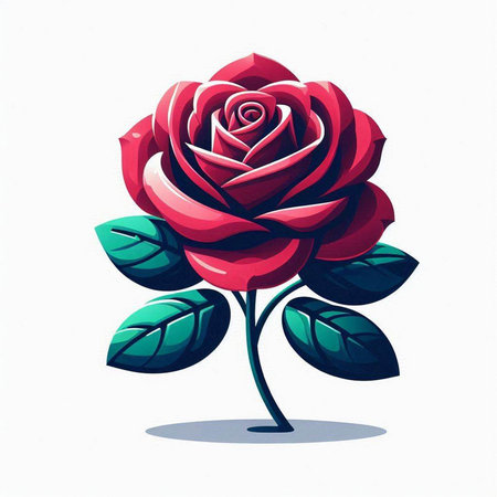 Illustration of a red rose on a white background, vector illustrationのイラスト素材