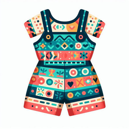 Vector illustration of colorful summer dress with ethnic pattern on white background.のイラスト素材