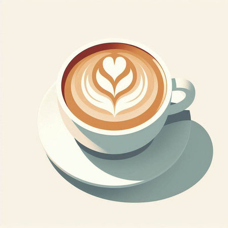 Coffee cup with latte art design. Vector illustration.のイラスト素材