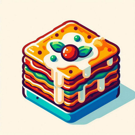 Illustration of a cake with cream and berries on a white backgroundのイラスト素材