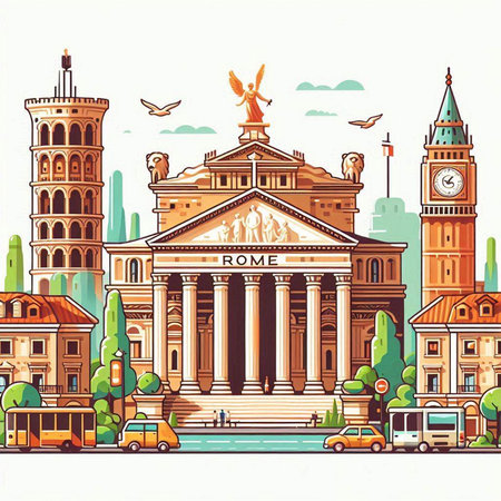 Sights of the european city of Milan. Vector illustrationのイラスト素材
