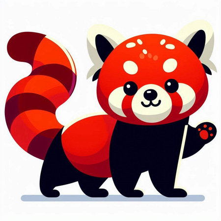 Red panda. Cute cartoon animal character. Vector illustration.のイラスト素材