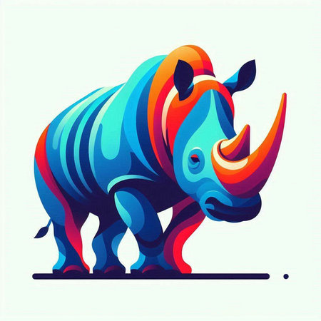 Vector rhinoceros. Colorful rhinoceros illustrationのイラスト素材