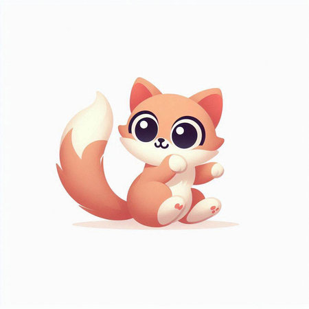 Cute cartoon fox isolated on a white background. Vector illustration.のイラスト素材