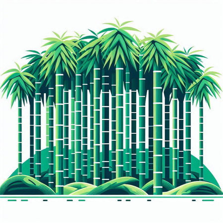 Green bamboo forest on a white background. Vector illustration for your designのイラスト素材