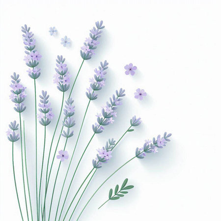 Lavender flowers on white background. Vector illustration for your designのイラスト素材