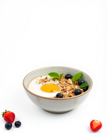 Bowl of muesli with yoghurt and fresh berries