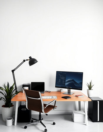 Modern office interior with furniture and equipment. Mock up, 3D Rendering