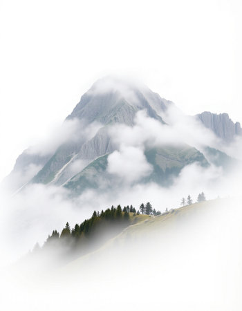Mountain landscape in the clouds.の写真素材