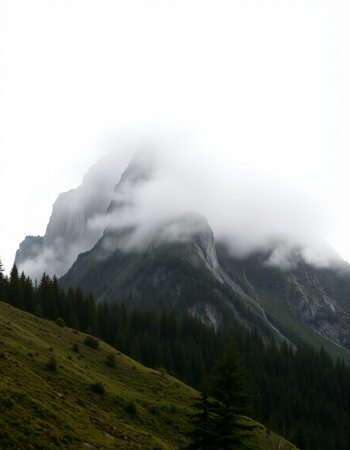 Mountain landscape in the Dolomites, Italy. Cloudy dayの写真素材