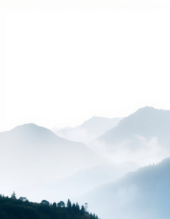 Mountain landscape with fog in the morning, north china.の写真素材