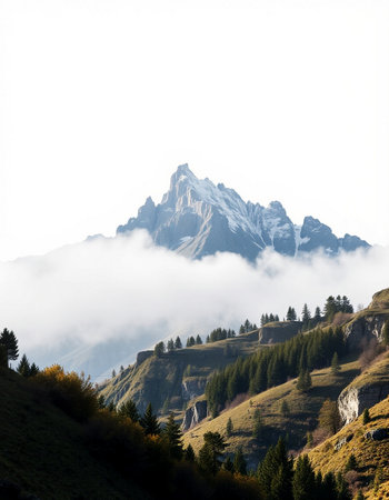 mountain landscape with fogの写真素材