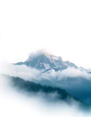 Mountain peak in the clouds.の写真素材