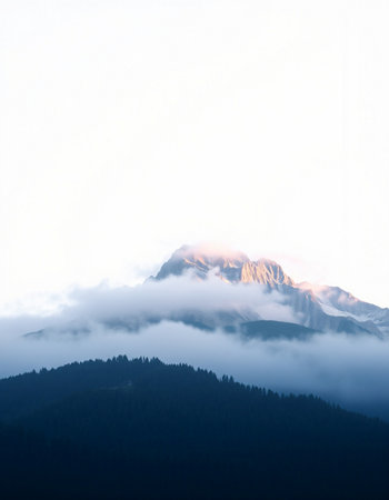 Mountains in the morning mist. Carpathians, Ukraine.の写真素材
