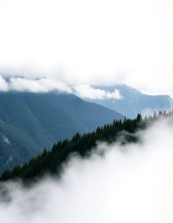 Mountains in the clouds. Carpathians, Ukraine, Europeの写真素材