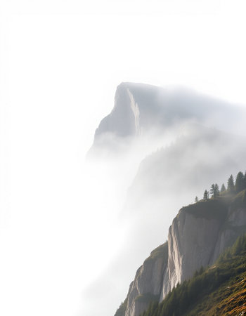 Foggy morning in a mountainous region.の写真素材