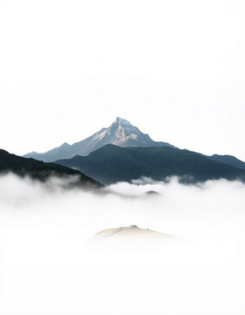 Mount Fuji in the morning fogの写真素材