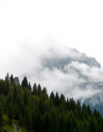 Mountain landscape with fog in the italian alps in summerの写真素材