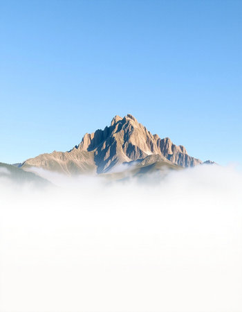 Mountains in the clouds in the blue sky. Caucasus, Russiaの写真素材