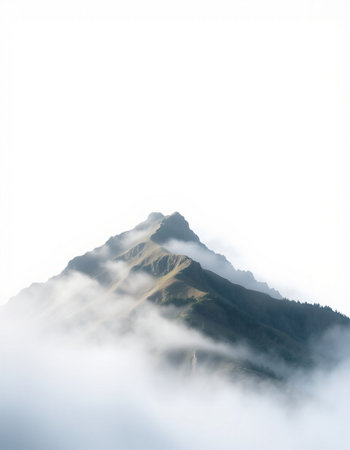 Mountains in the clouds on a misty day. Caucasus, Russiaの写真素材
